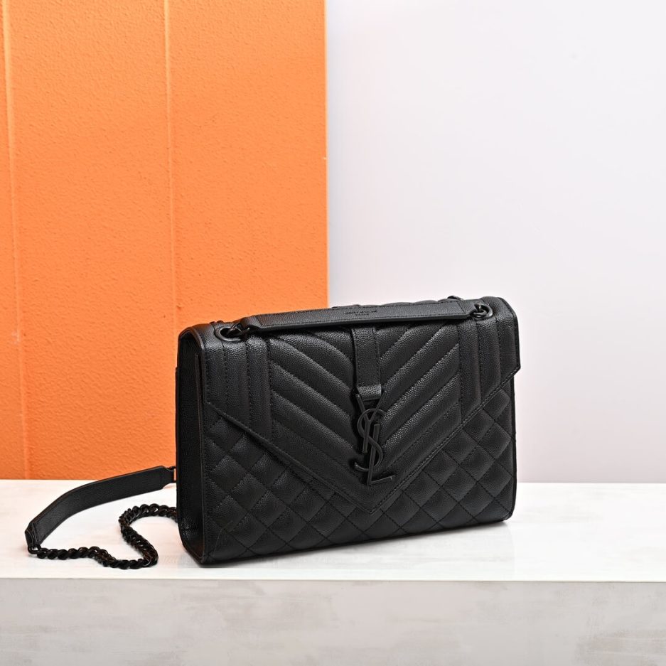 YSL ENVELOPE MEDIUM IN QUILTED GRAIN DE POUDRE EMBOSSED LEATHER
