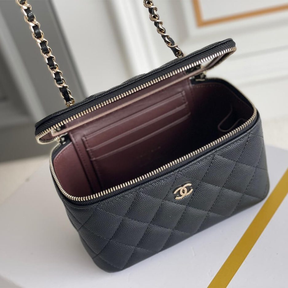 Ch*el long box cosmetic bag