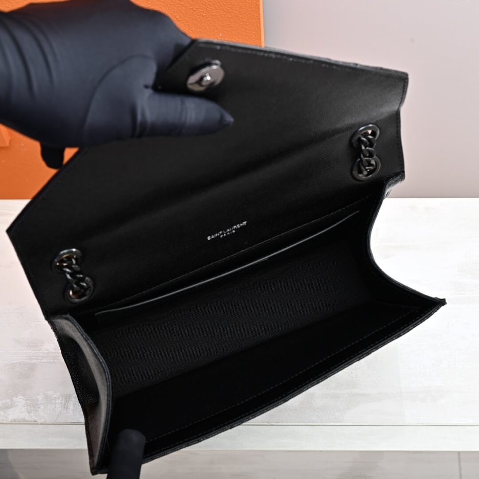 YSL ENVELOPE MEDIUM IN QUILTED GRAIN DE POUDRE EMBOSSED LEATHER