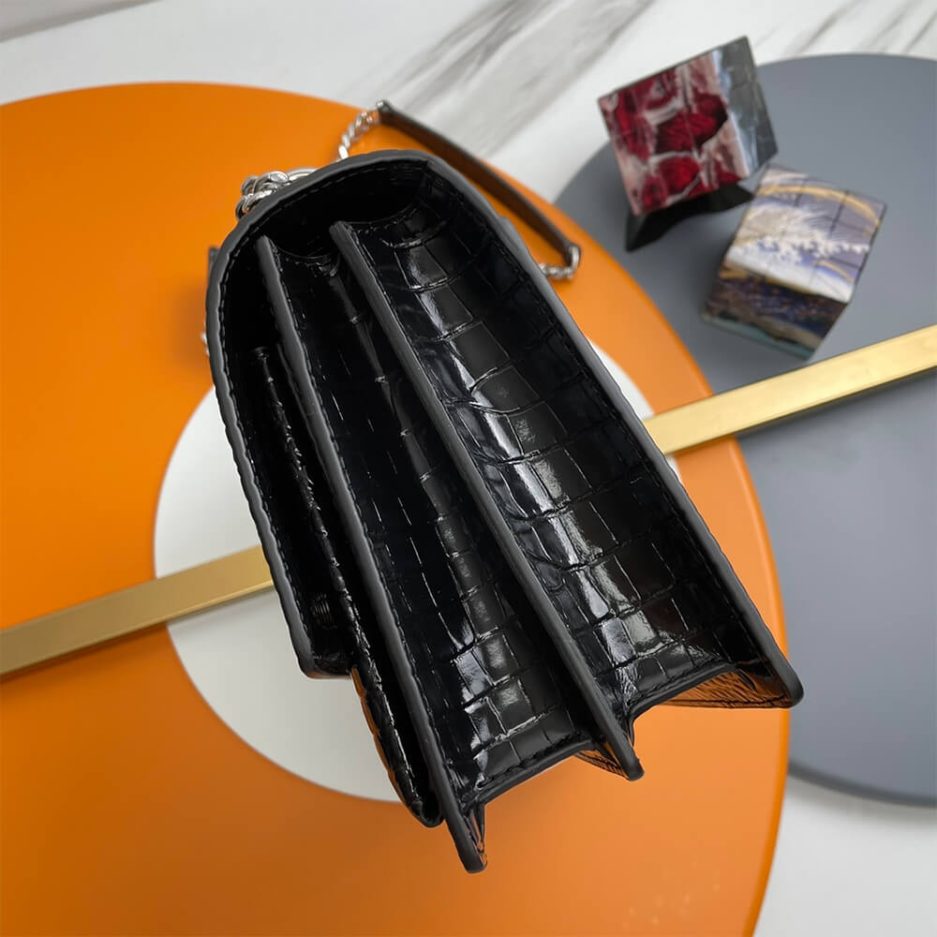 YSL Crocodile-embossed leather SUNSET Medium