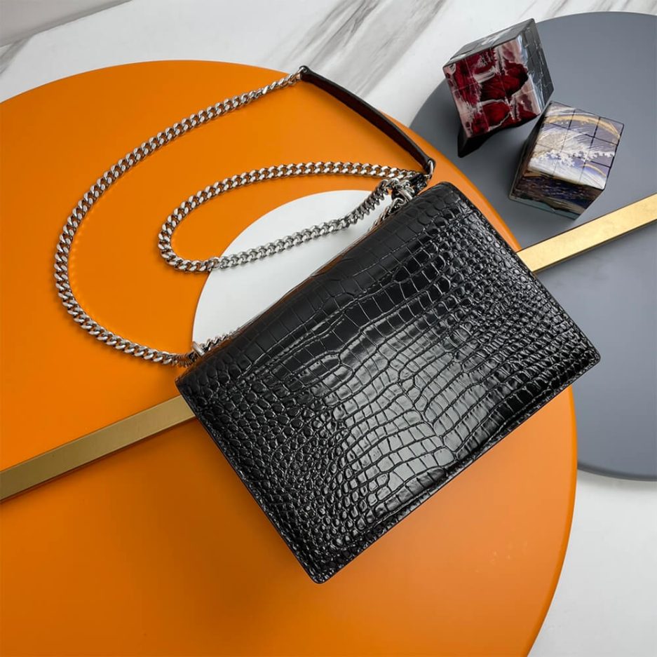 YSL Crocodile-embossed leather SUNSET Medium