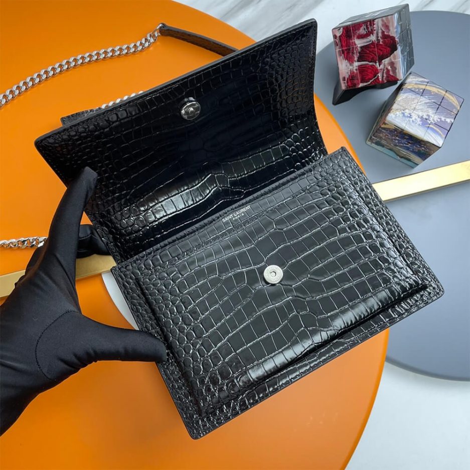 YSL Crocodile-embossed leather SUNSET Medium