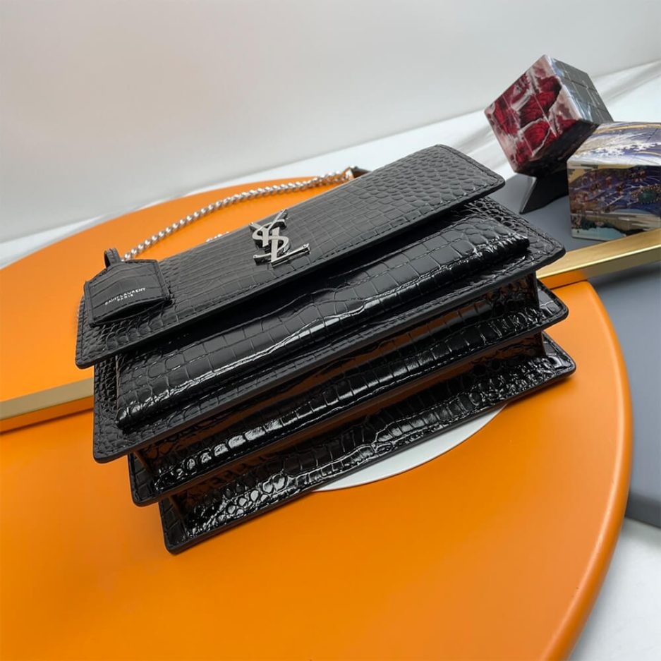 YSL Crocodile-embossed leather SUNSET Medium