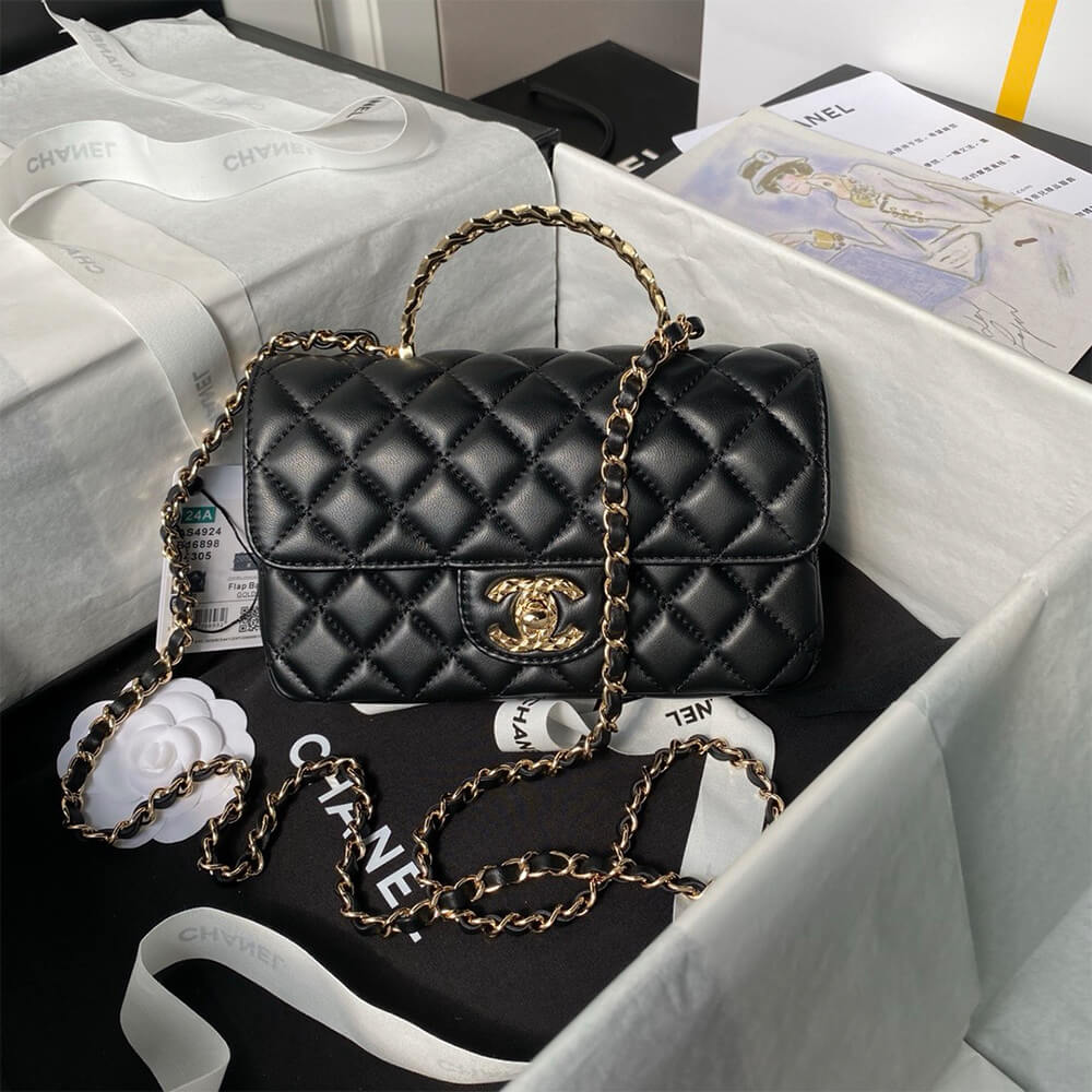 Ch*el mini flap bag with top handle