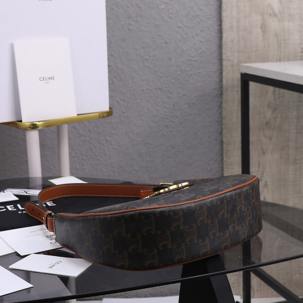 Ce**e medium ava triomphe bag in triomphe canvas and calfskin