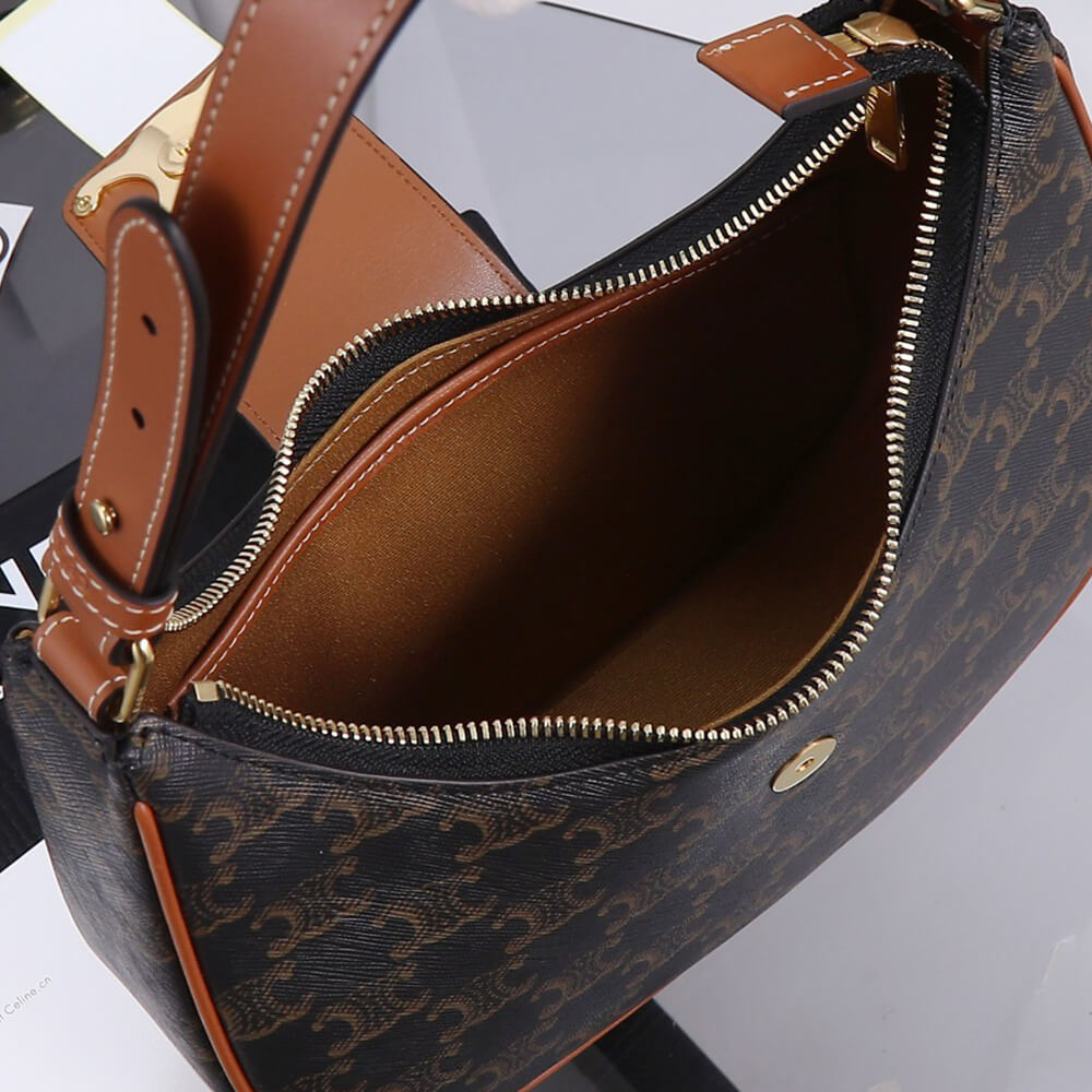 Ce**e medium ava triomphe bag in triomphe canvas and calfskin